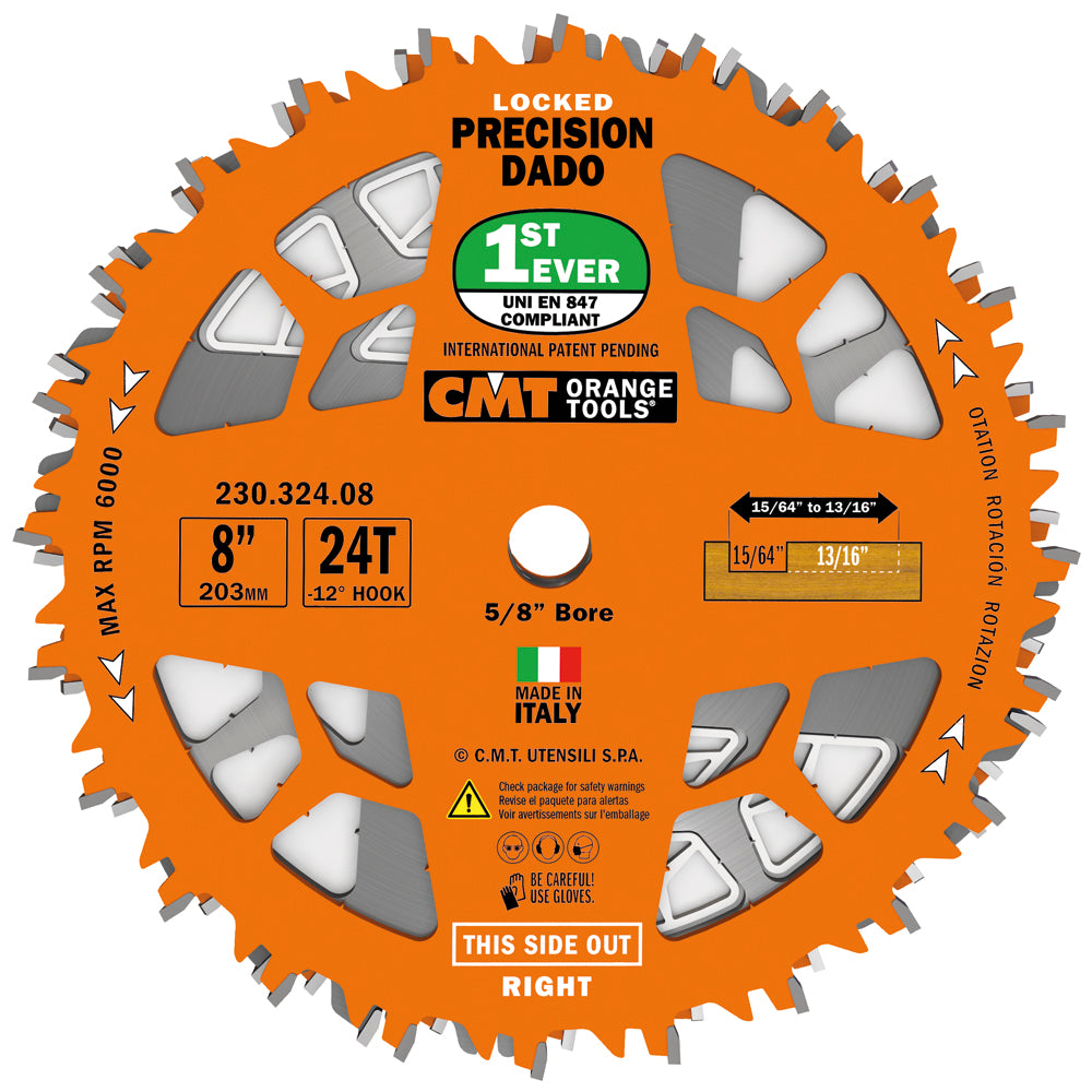 CMT Orange Tools Locking Precision Dado Blade Set 8" X T24 FTG+ATB