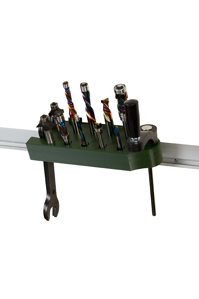 Universal Router Bit and Wrench Storage Tray