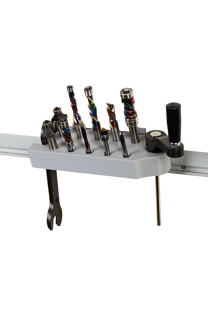 Universal Router Bit and Wrench Storage Tray