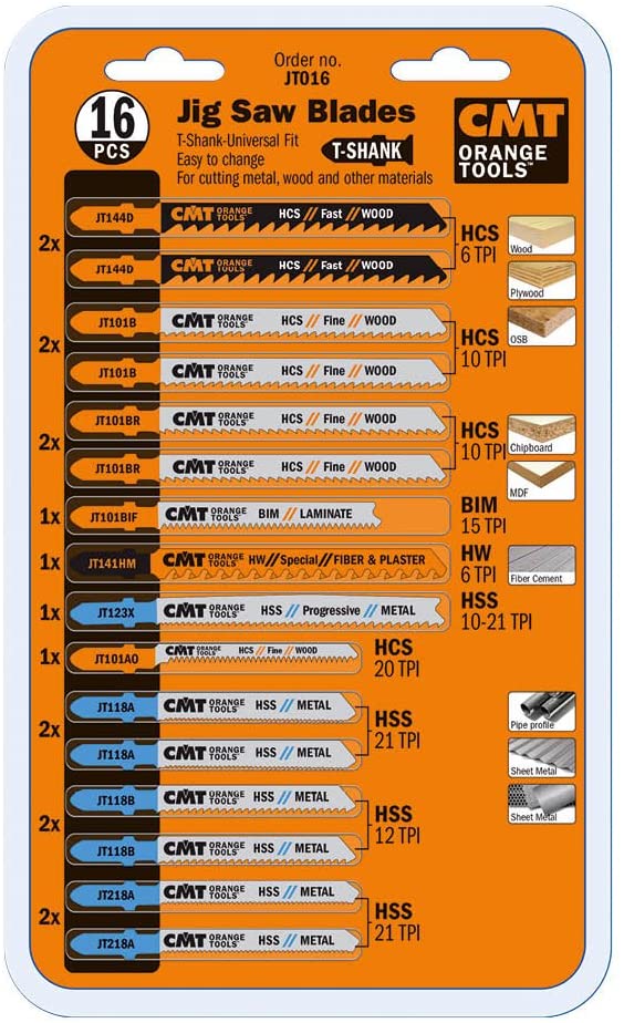 CMT Orange Jigsaw Blades 16 Piece Set