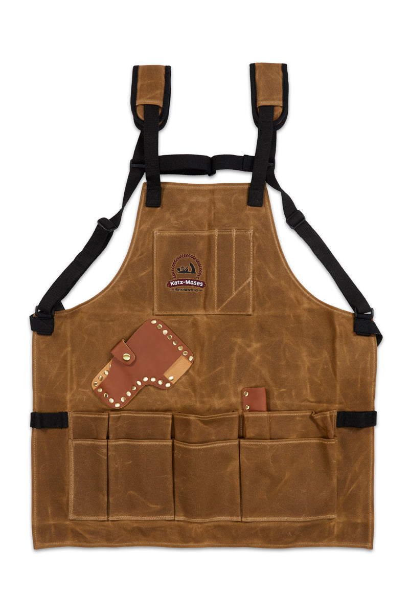 The Katz-Moses 20 oz Waxed Canvas Woodworking Tool Apron (LRG-XXXL)