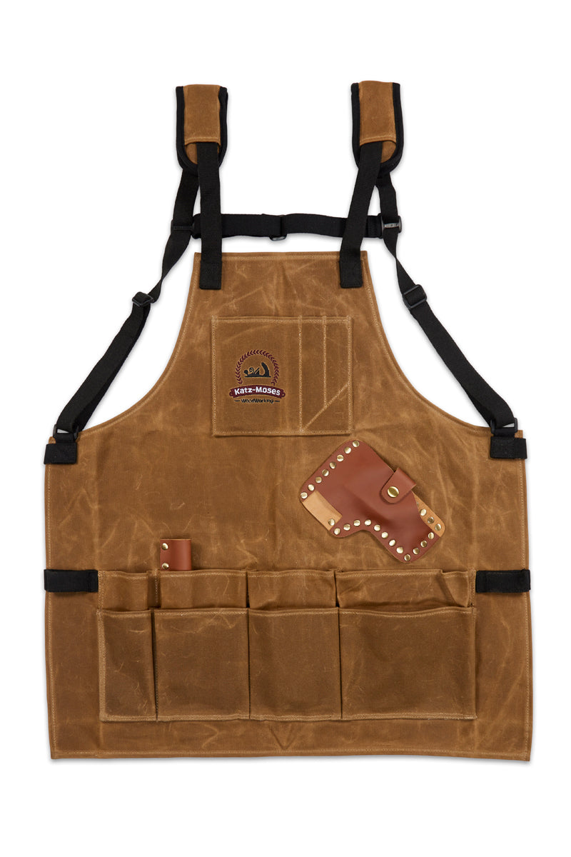 The Katz-Moses 20 oz Waxed Canvas Woodworking Tool Apron (LRG-XXXL)