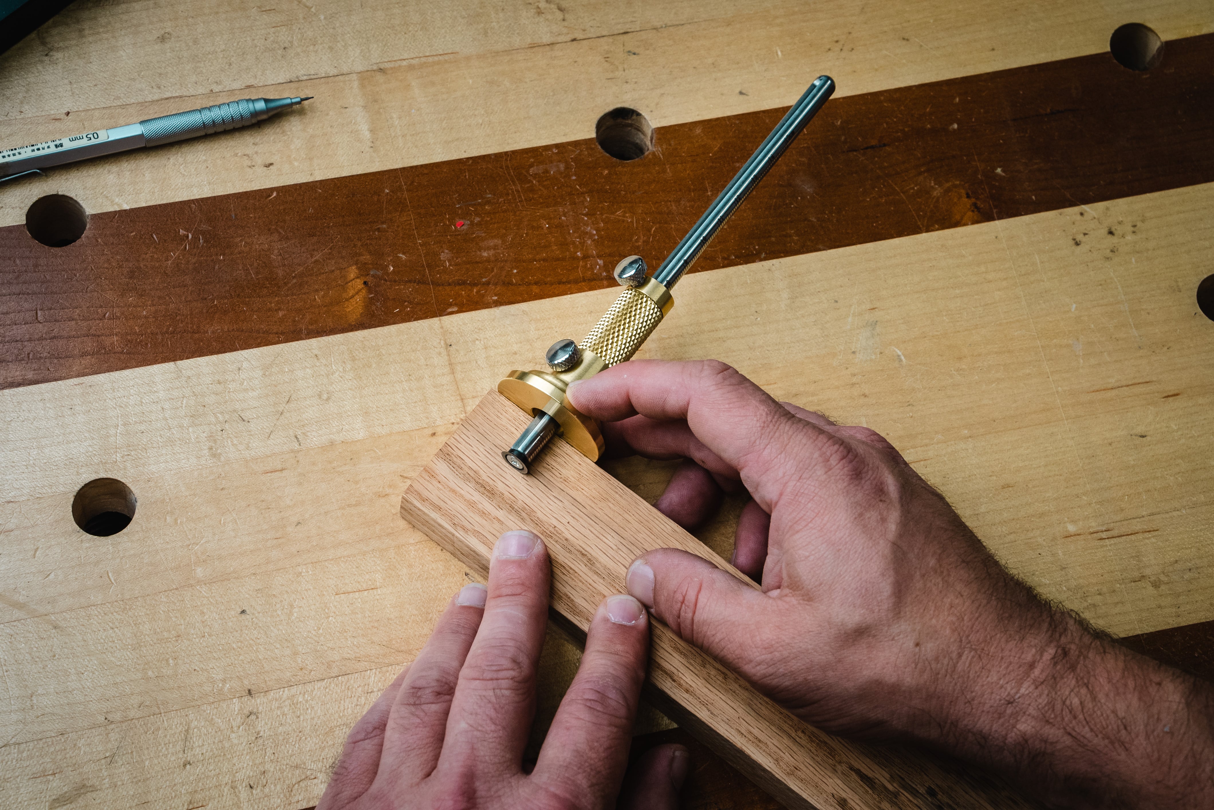 Brass Marking Gauge with Micro-Adjust and Imperial/Metric Markings