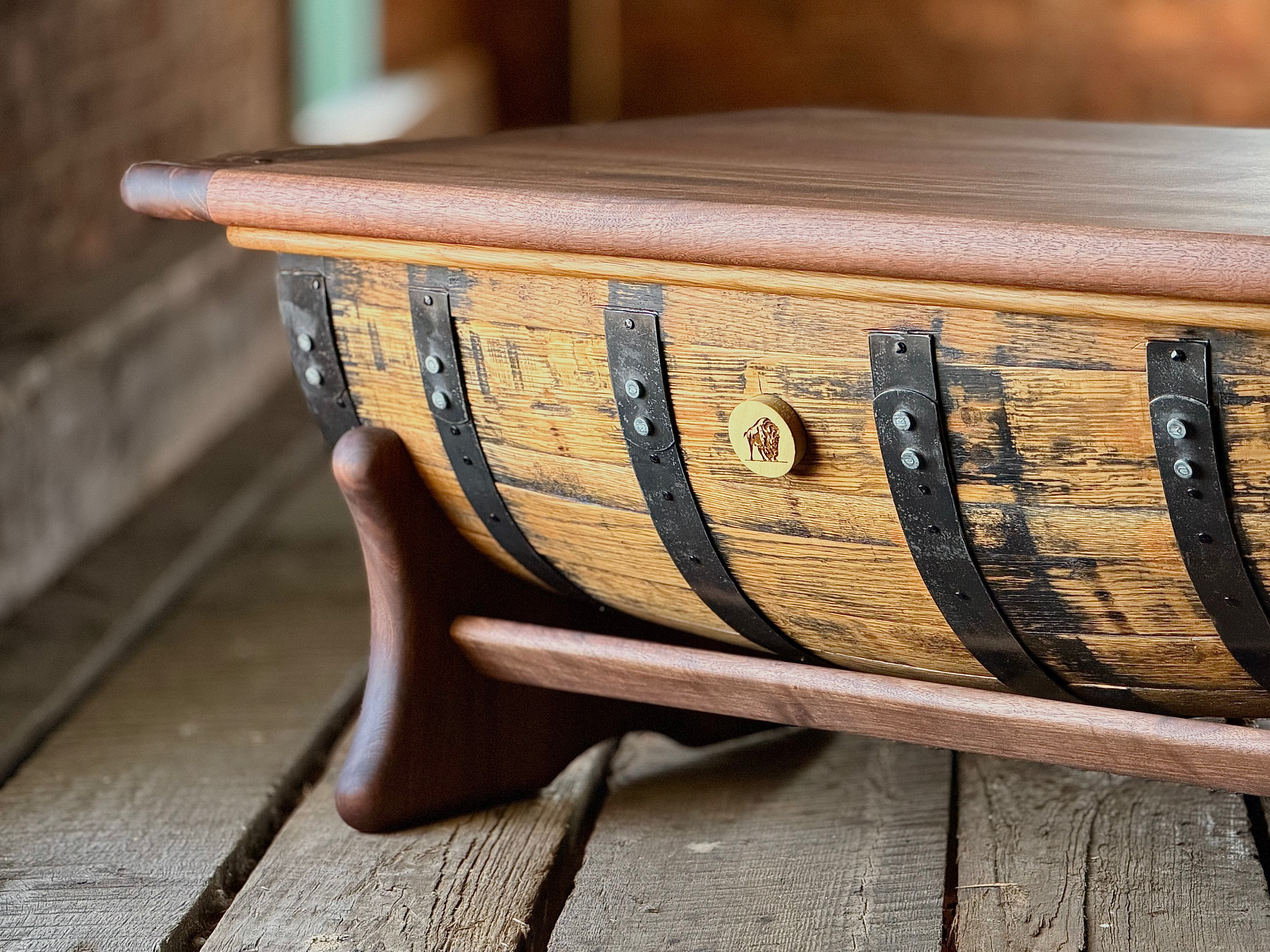 Handcrafted Buffalo Trace Whiskey Barrel Coffee Table