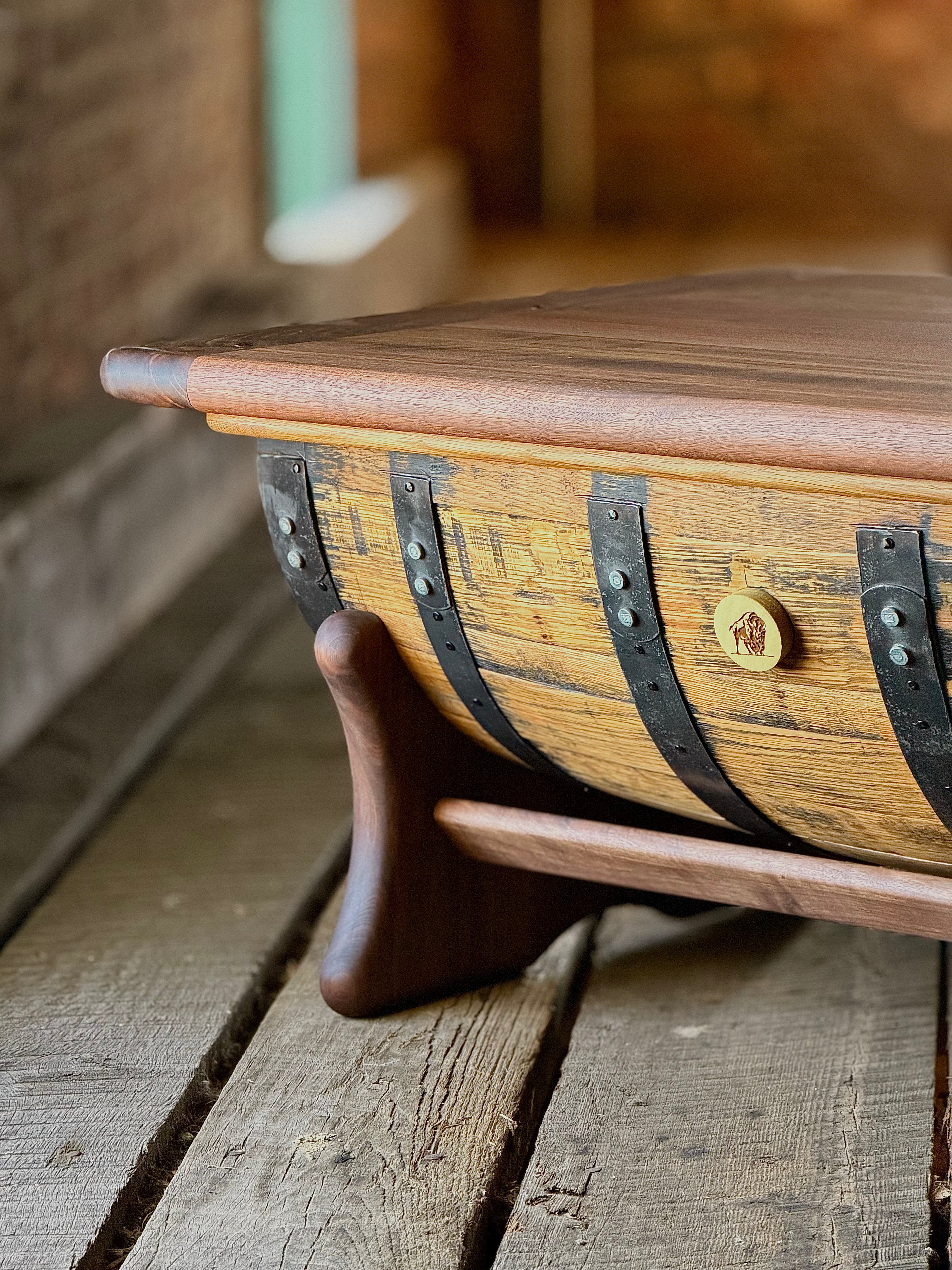 Handcrafted Buffalo Trace Whiskey Barrel Coffee Table