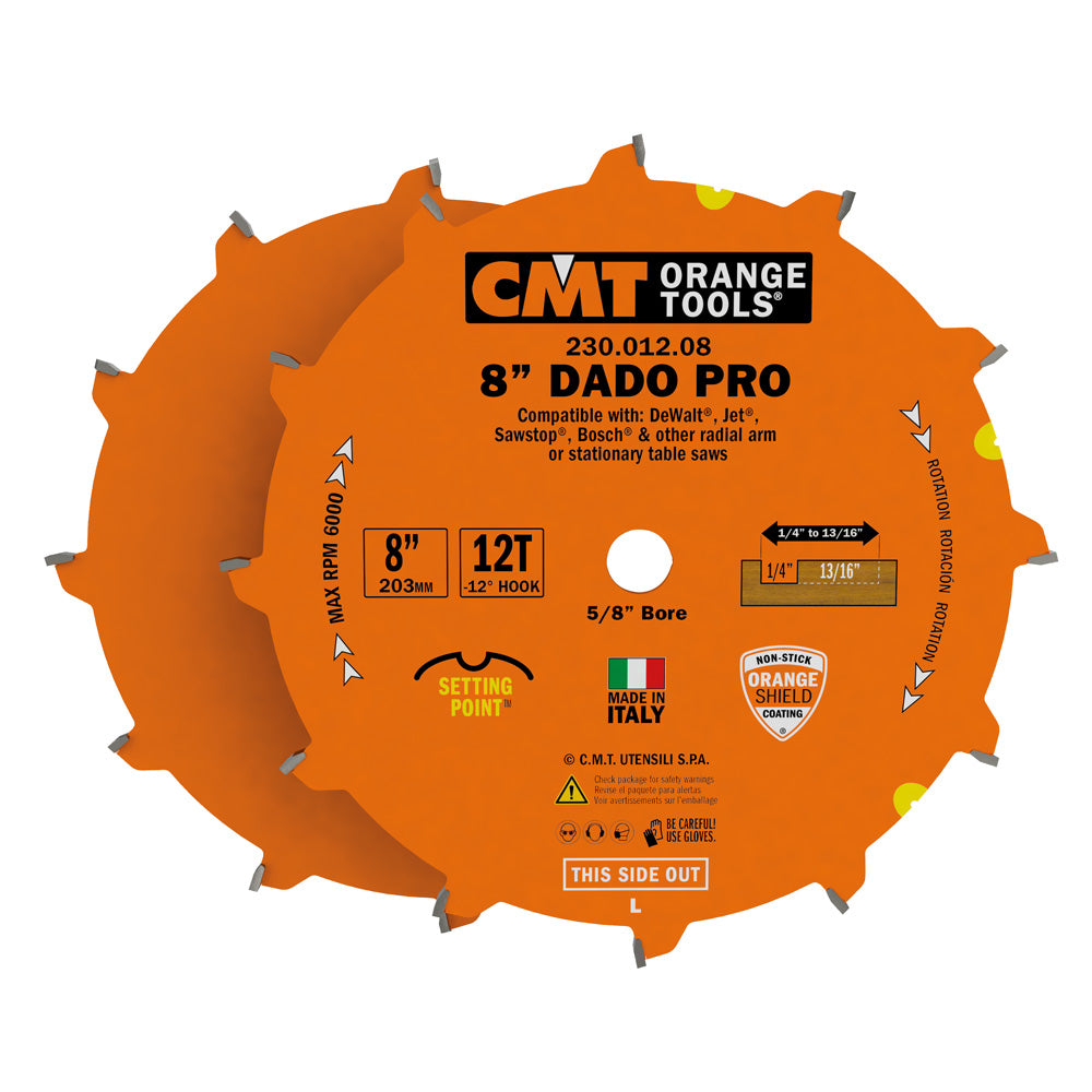 CMT Orange Precision Dado Blade Set 8" x T12 FTG+ATB