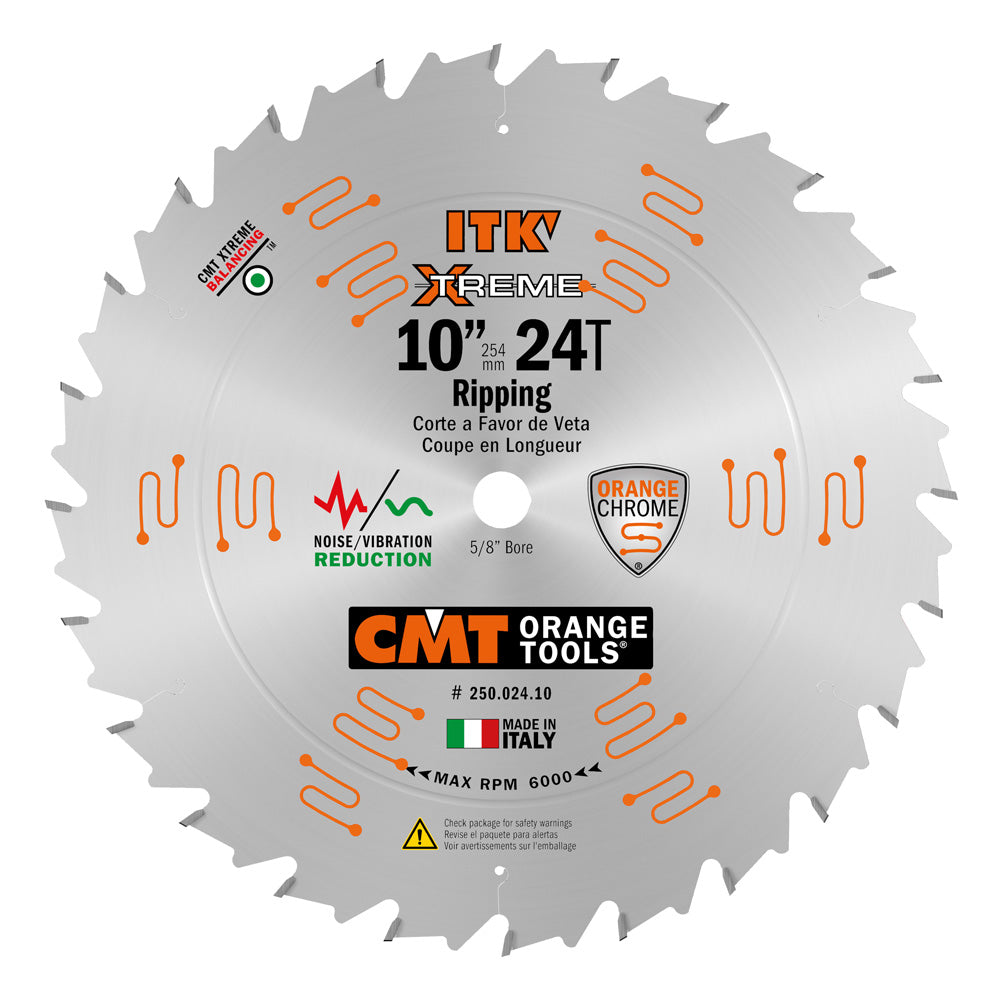 CMT Orange ITK Ripping Saw Blade 10" x 24T ATB with 5/8-Inch Bore (0.098" Thin Kerf)