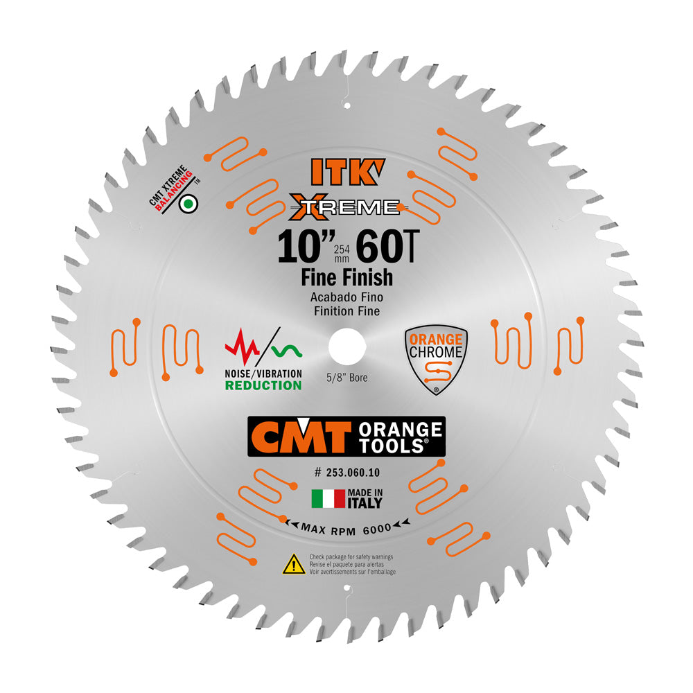 CMT Orange ITK Ultimate Cross Cut Saw Blade 10" x T60 ATB with 5/8-Inch Bore (0.098" Thin Kerf)