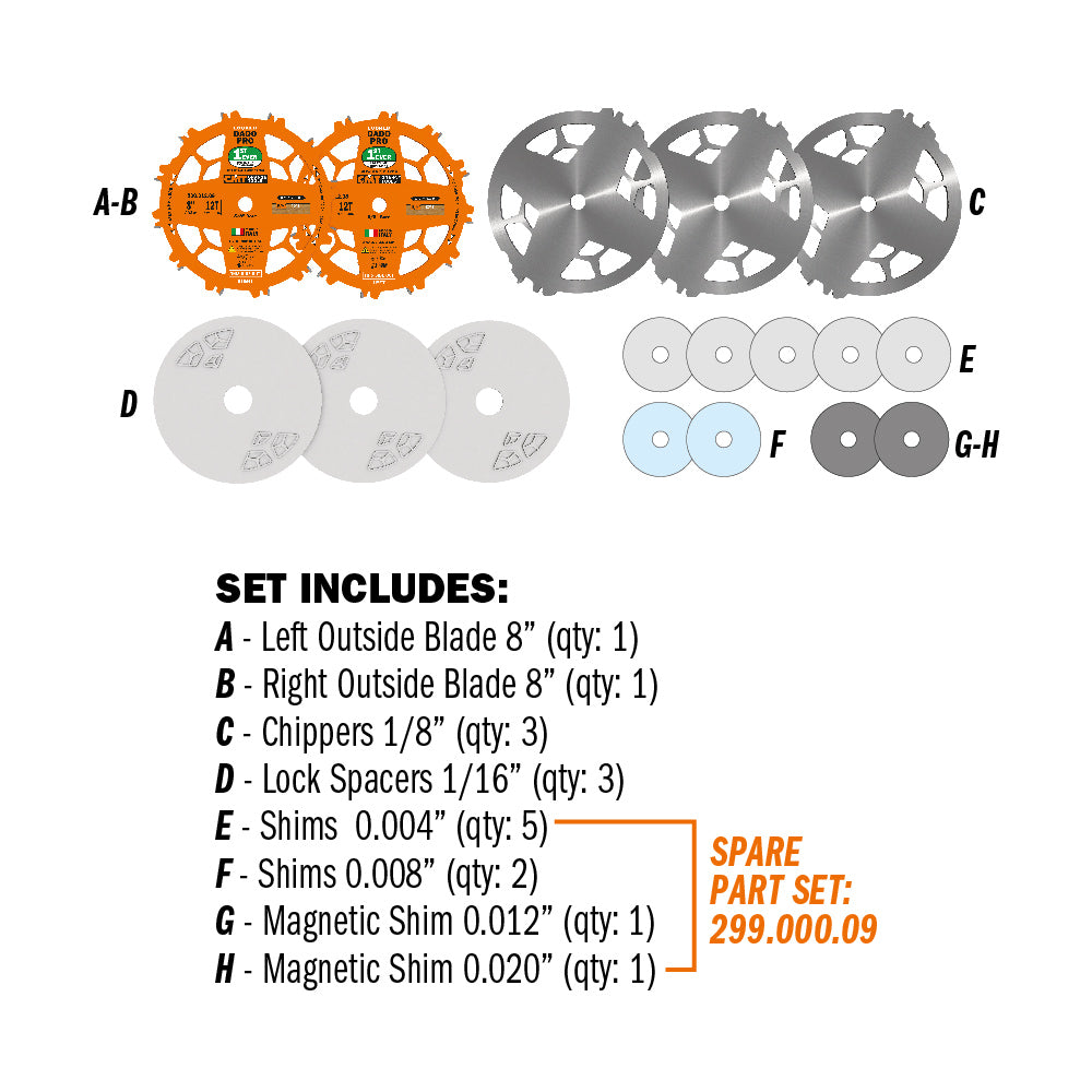 CMT Orange Tools Locking Precision Dado Blade Set 8" X T12 FTG+ATB