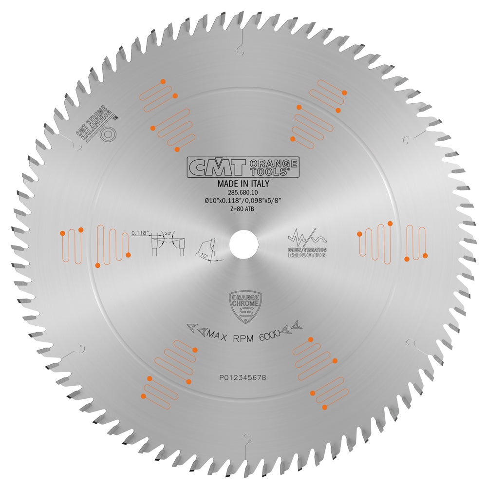 CMT ITK Xtreme Ultra Finish Thin Kerf Saw Blade – 10-Inch, 80 Teeth, Hi-ATB – 255.080.10