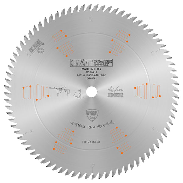 CMT Chrome Ultimate Trennsägeblatt – 254 Mm Durchmesser, 80 Zähne, Für Hartholz & Laminat