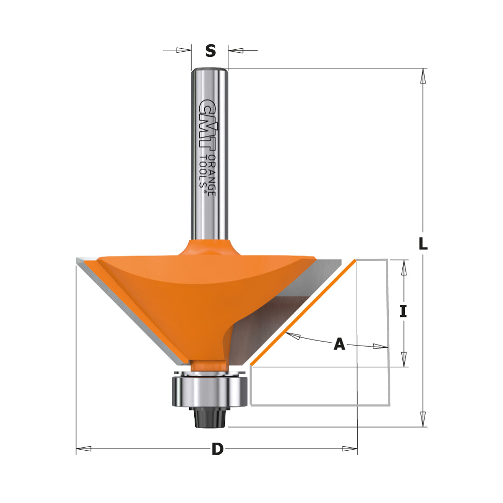 CMT Orange 45 Degree Chamfer Bit - Carbide Tipped