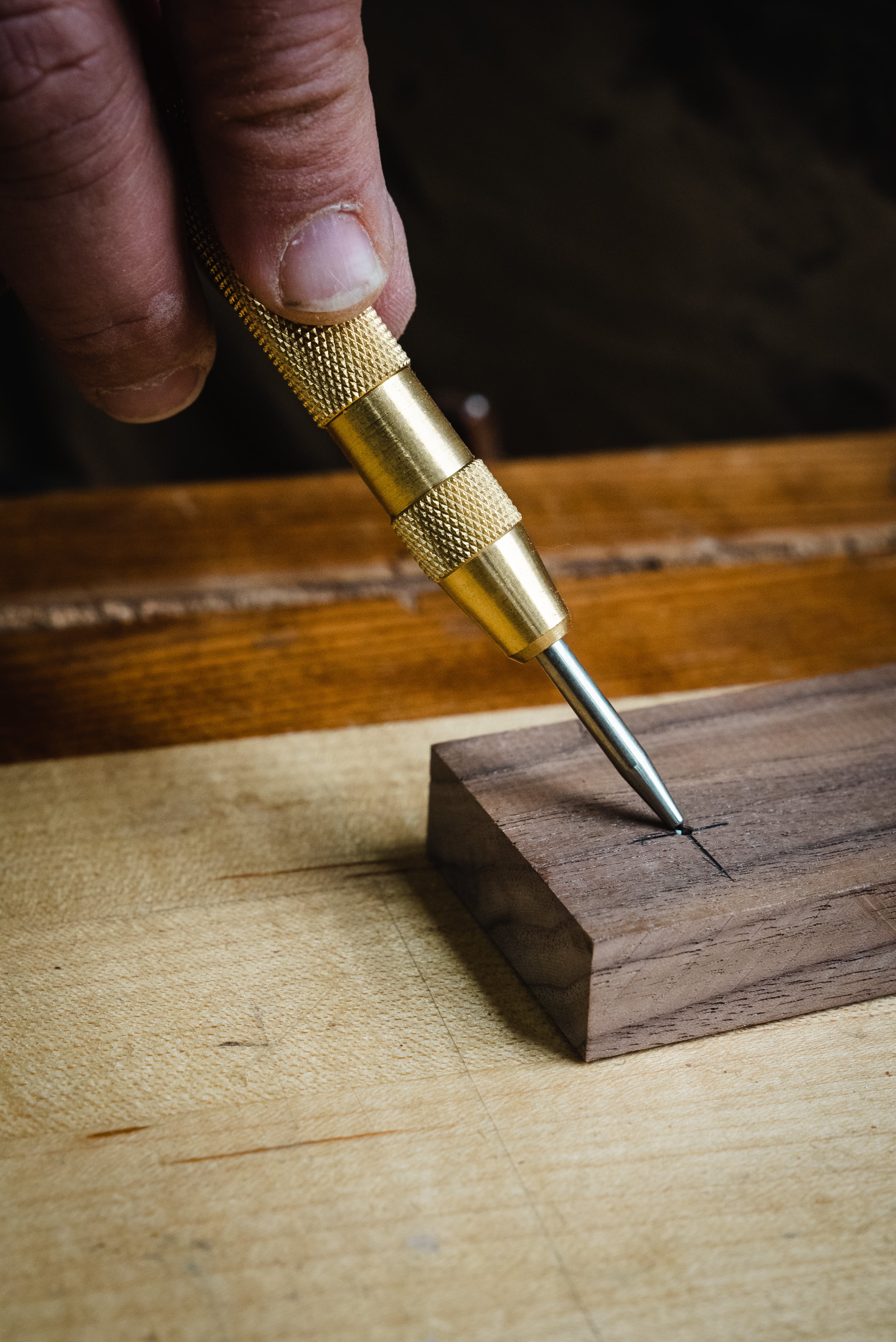 5 Adjustable Automatic Center Punch — Bourbon Moth Woodworking Co