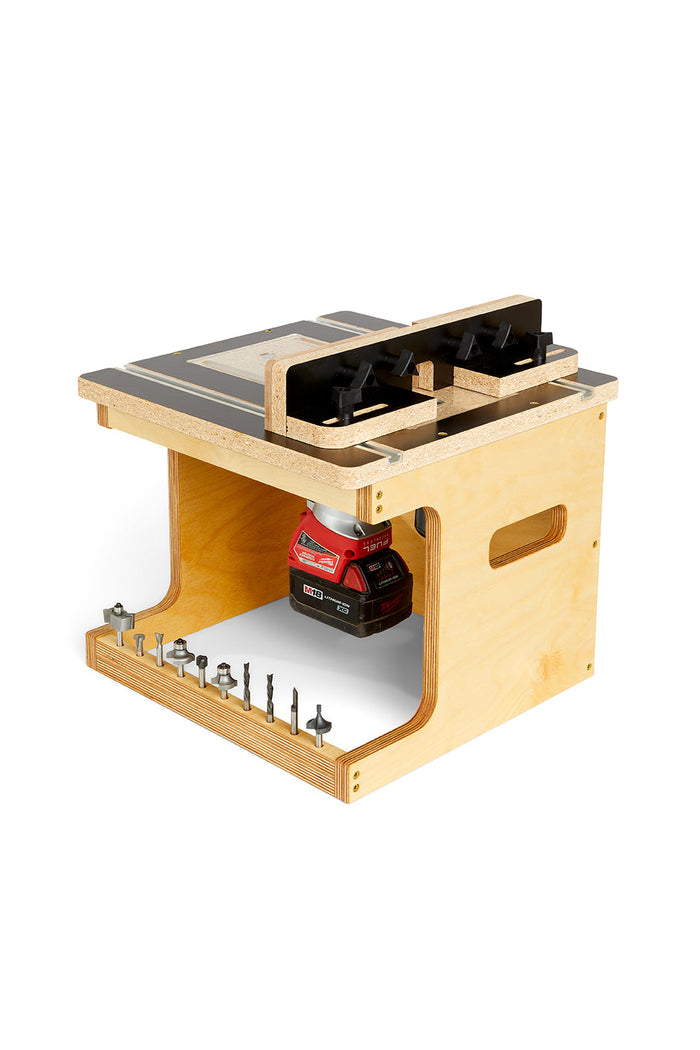 Up Cut Router Table 3X3 Custom 6-in-1 Universal Trim Router Jig + KM Tools Benchtop Router