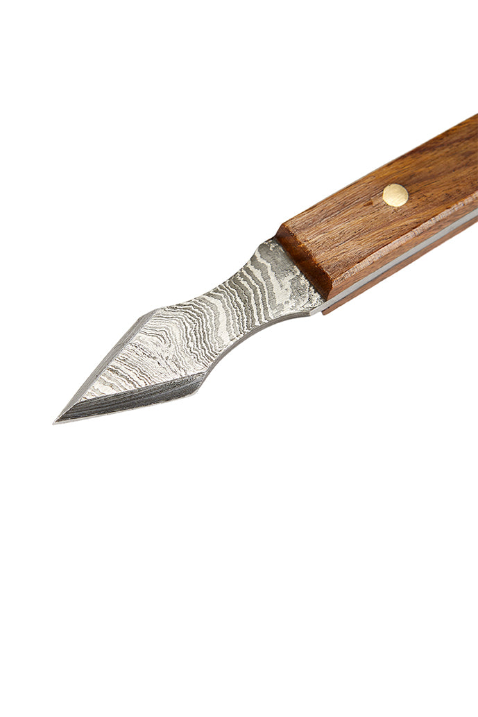 Damascus Steel Marking Knife with Leather Cover